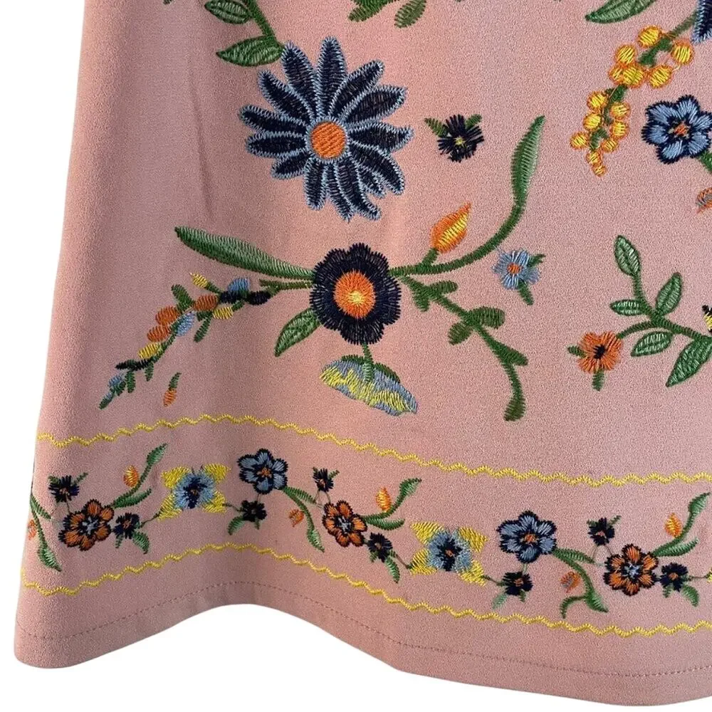 Floral Boho Embroidered Mini Skirt Size Medium